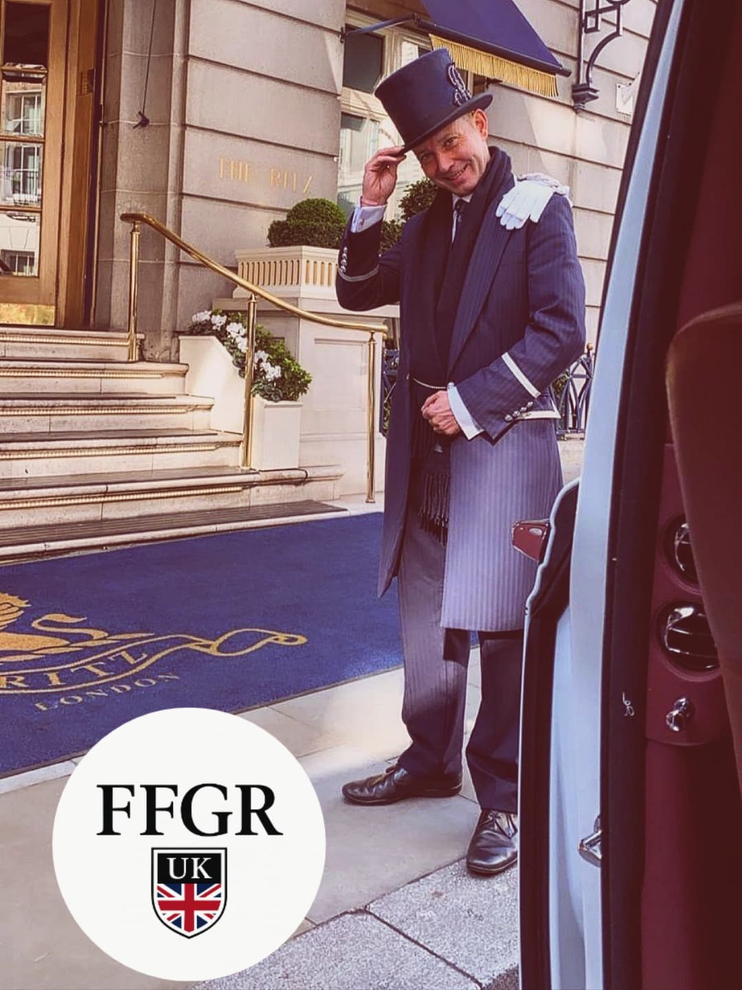 VIP airport transfer London — Ritz Hotel doorman