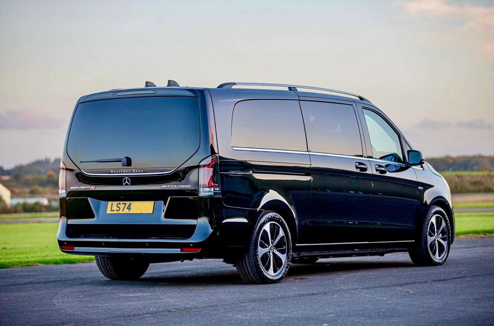 Senzati Jet Class rear exterior — luxury Mercedes Sprinter VIP group travel London